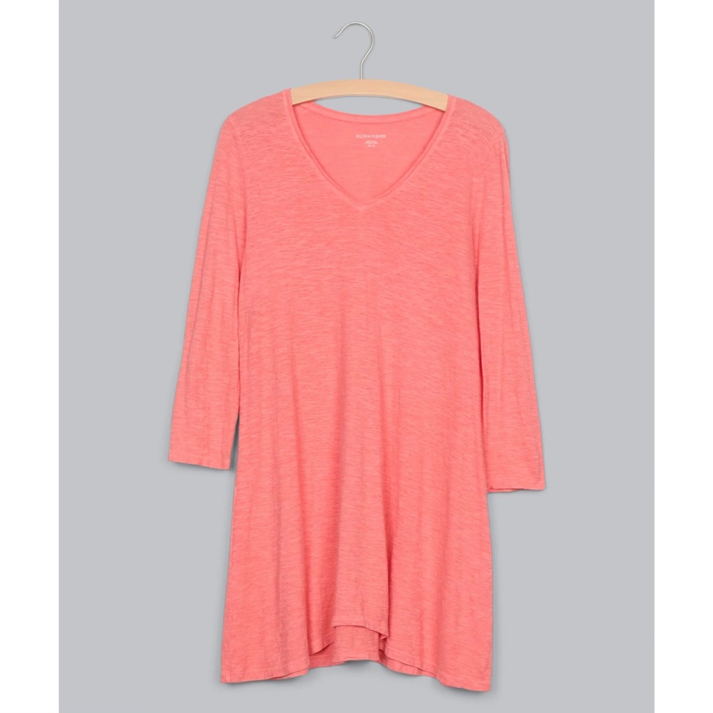 Eileen Fisher Hemp Organic Cotton Twist Dress Pink Salmon Size Small